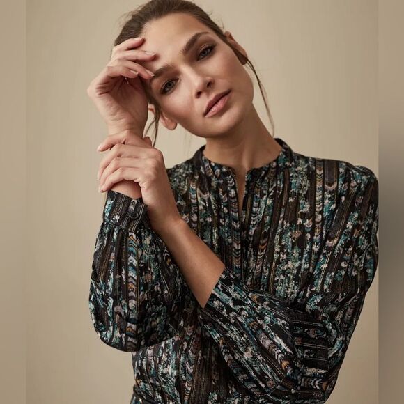 REISS Miriam Printed Shift Long Sleeve Mini Dress  in Multi 2 NWOT - Picture 6 of 16